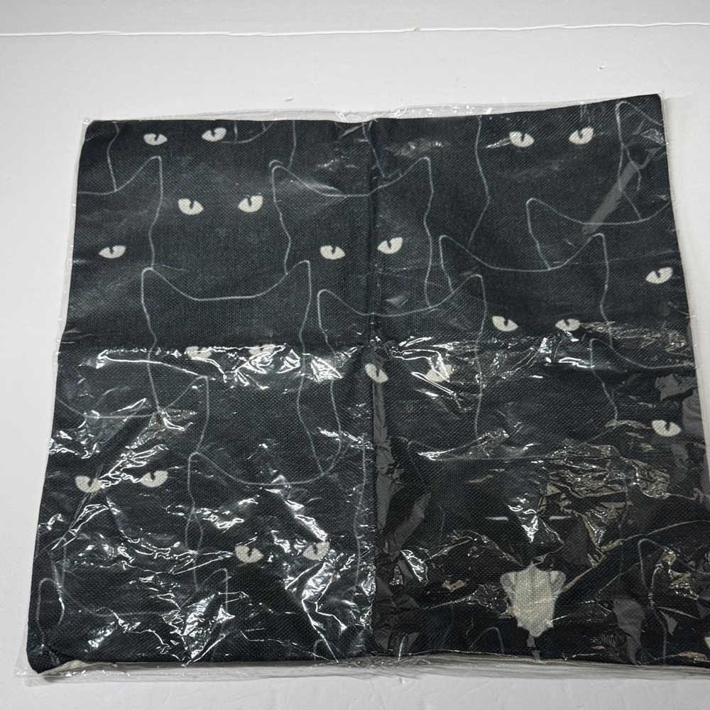 Black Linen Cat Pillow Case